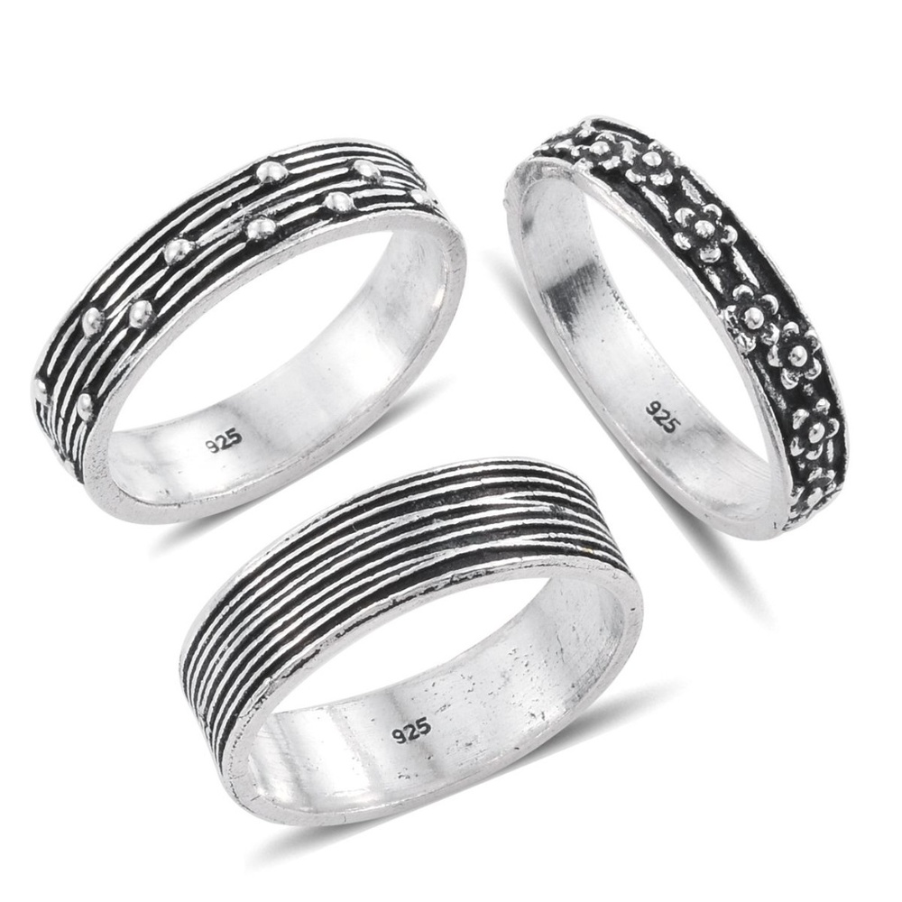 SET OF 3 STERLING SILVER ENGRAVED RINGS